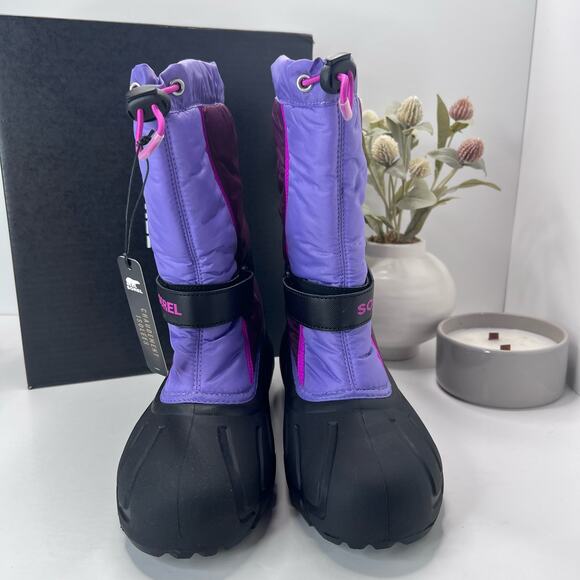 Sorel Flurry Print Adjustable Boots Purple Dahlia/Paisley Purple Big Girl 7 NWB - Picture 4 of 10